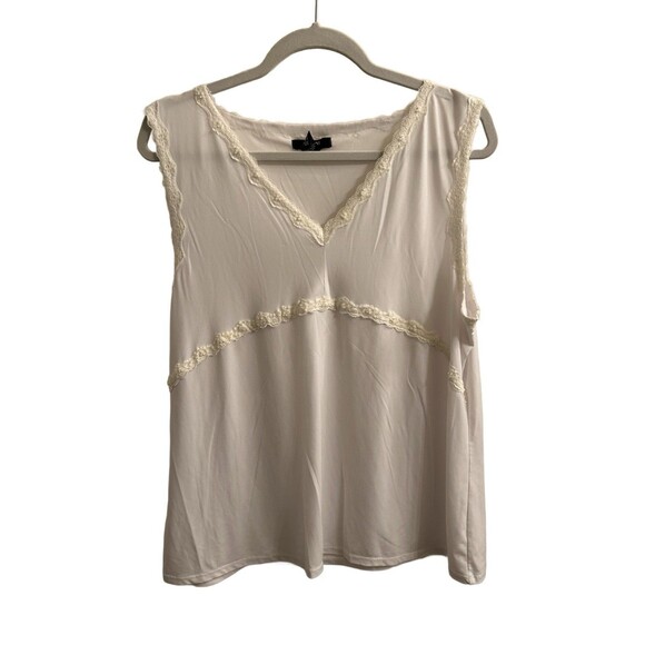 Alfani Womens Top Size 2X White Lace Sequins V-Neck Sleeveless Y2K Whimsygoth - Picture 1 of 5